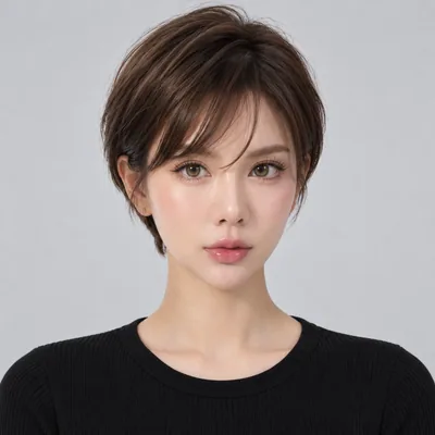 偏分栗棕清爽耳下短发
