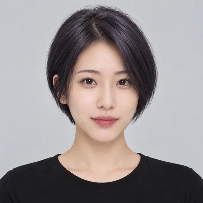 偏分紫黑色利落短发