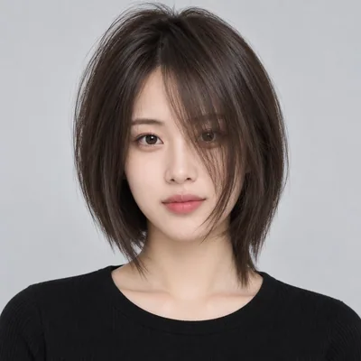 八字刘海茶棕前长后短波波头