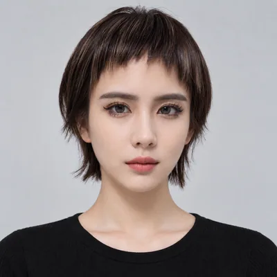 碎刘海深棕精灵短发