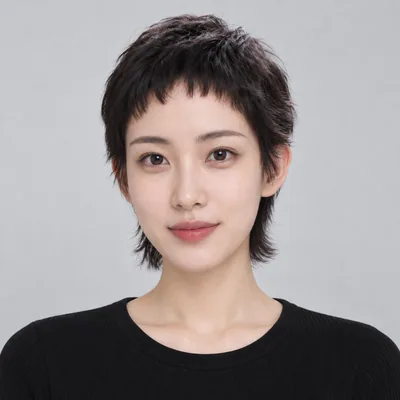 自然黑清爽超短发