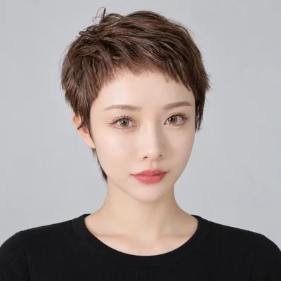 碎刘海茶棕轻盈精灵短发