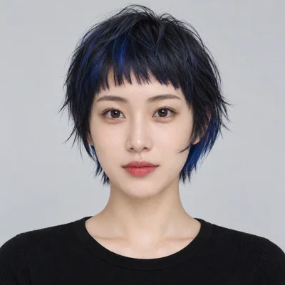 蓝黑色层次精灵短发